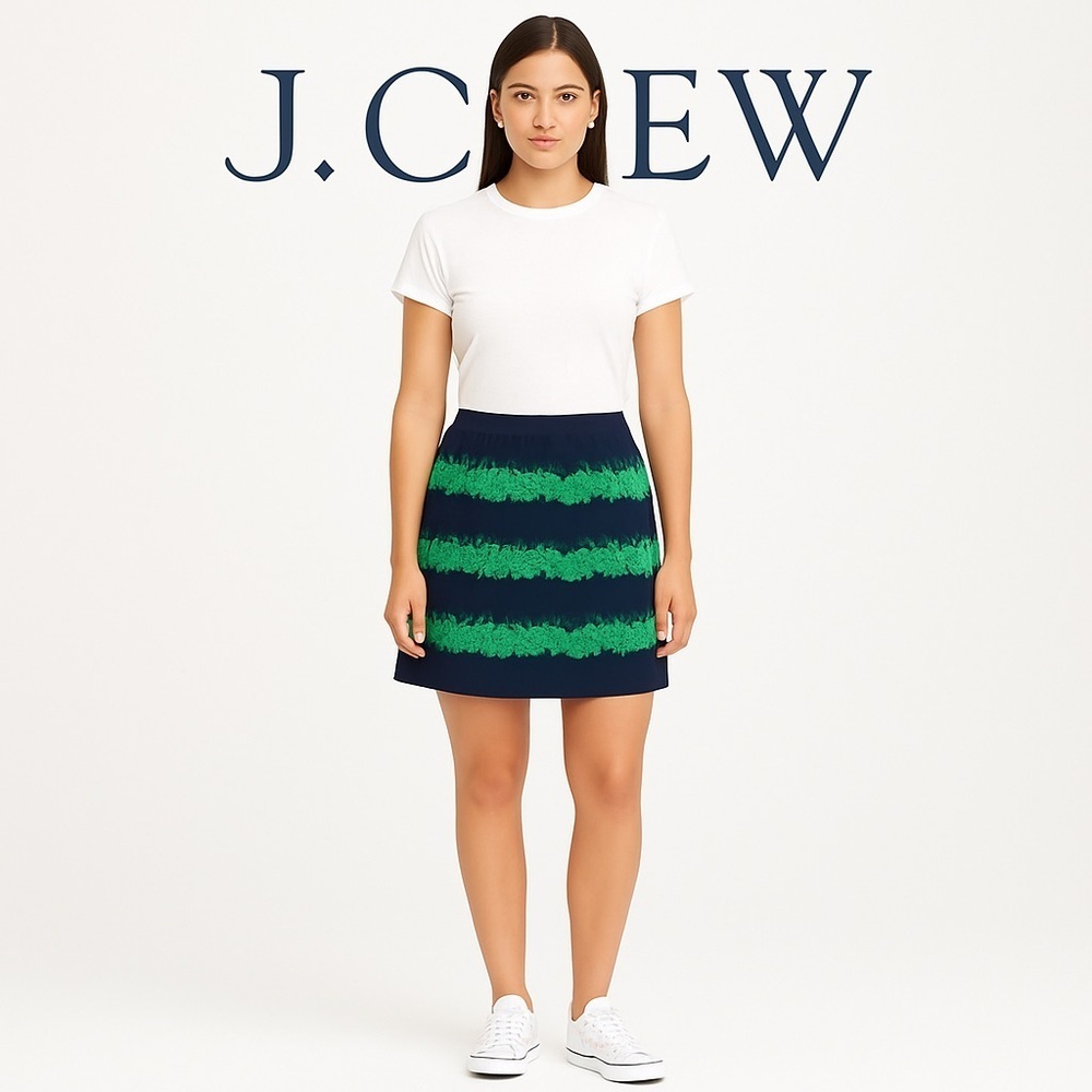 J.Crew Navy Silk Mini Skirt Size 6 Y2K Style - Picture 2 of 15